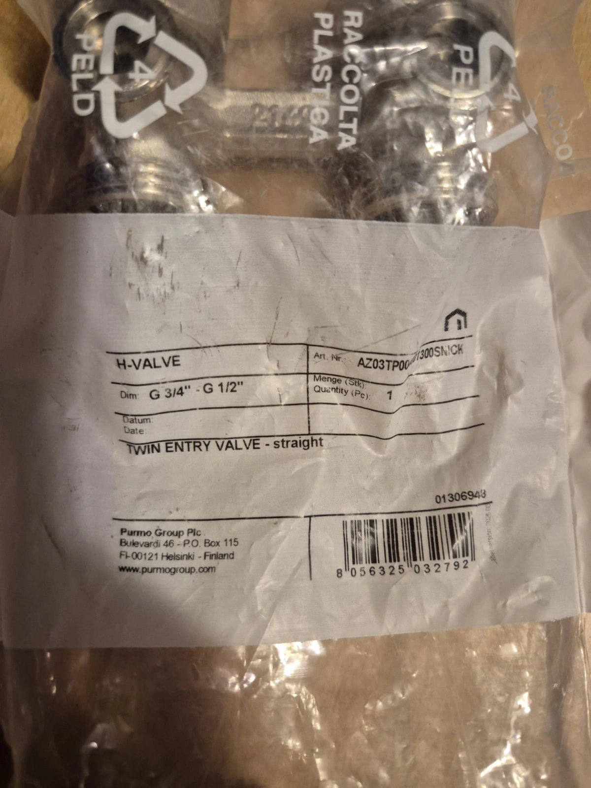 PURMO ROBINET DREPT TIP H CU ADAPTOR 3/4"-1/2"